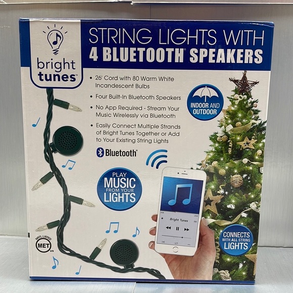 BNIB Strung Lights with 4 Bluetooth speakers 26’ and 80 Bulbs - Picture 8 of 10
